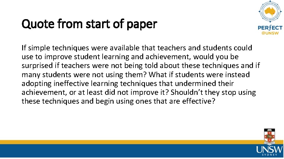 Quote from start of paper If simple techniques were available that teachers and students Quote from start of paper If simple techniques were available that teachers and students