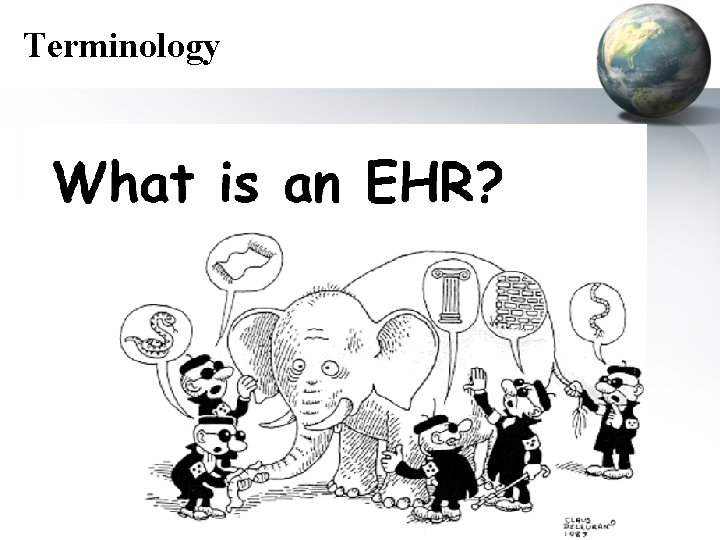 Terminology • CPR (computer-based patient record) • PCR (patient-carried record) • CMR (computerized medical