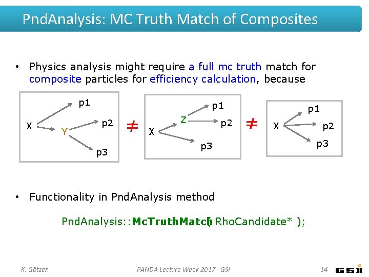 Pnd. Analysis: MC Truth Match of Composites • Physics analysis might require a full Pnd. Analysis: MC Truth Match of Composites • Physics analysis might require a full