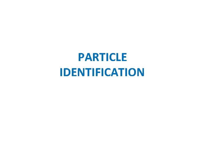 PARTICLE IDENTIFICATION PARTICLE IDENTIFICATION