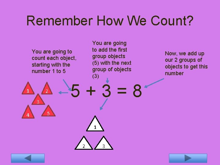 Remember How We Count? You are going to add the first group objects (5)