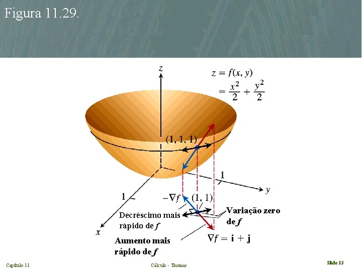 Figura 11. 29. Decréscimo mais rápido de f Variação zero de f Aumento mais