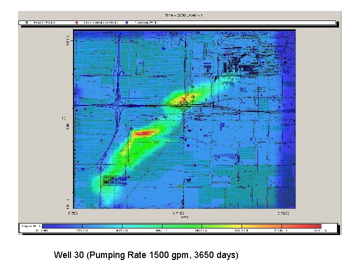 Well 30 (Pumping Rate 1500 gpm, 3650 days) 