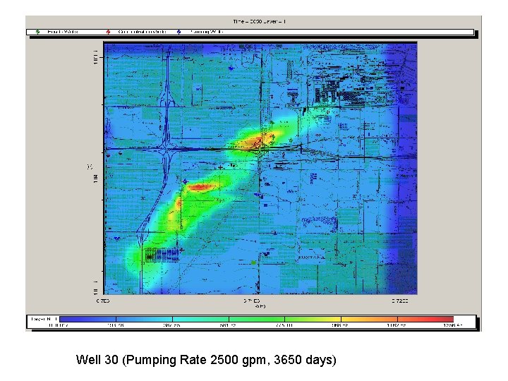 Well 30 (Pumping Rate 2500 gpm, 3650 days) 