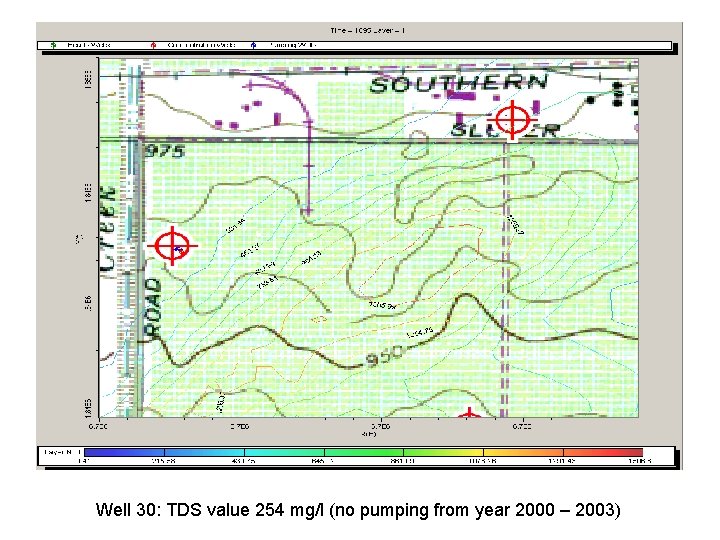 Well 30: TDS value 254 mg/l (no pumping from year 2000 – 2003) 