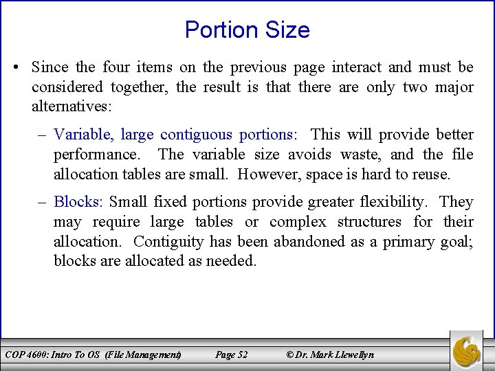 Portion Size • Since the four items on the previous page interact and must