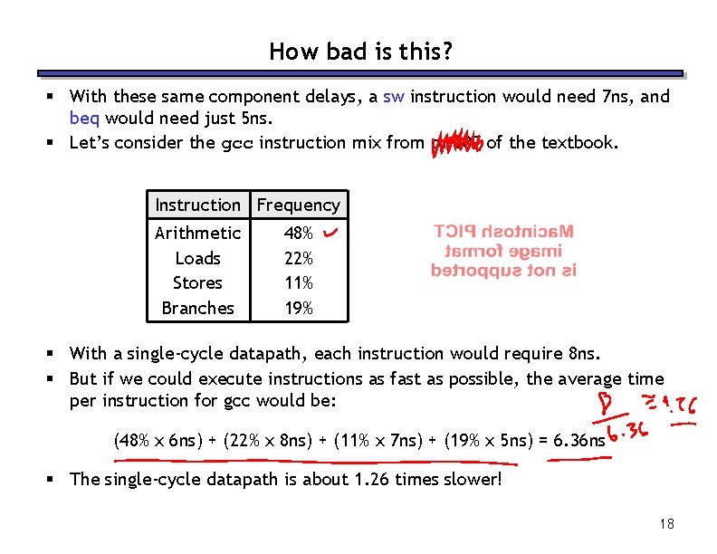 How bad is this? § With these same component delays, a sw instruction would