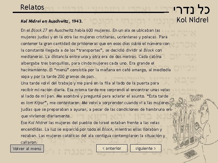  כל נדרי Relatos Kol Nidrei en Auschwitz, 1943. En el Block 27 en