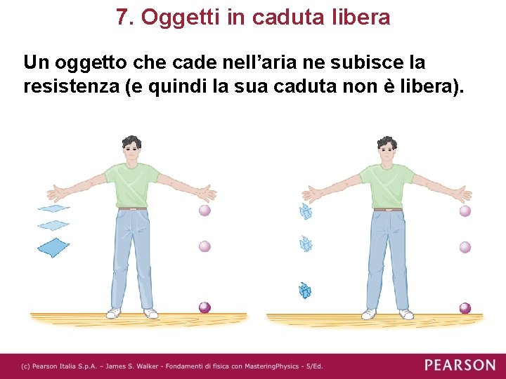 7. Oggetti in caduta libera Un oggetto che cade nell’aria ne subisce la resistenza