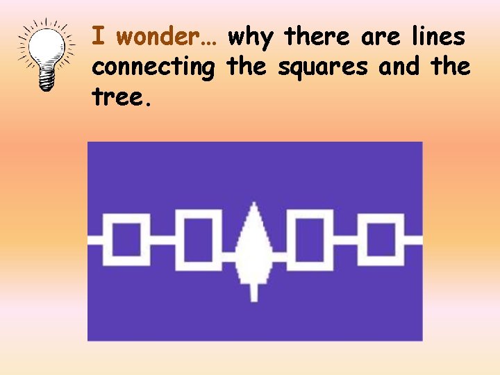 I wonder… why there are lines connecting the squares and the tree. 