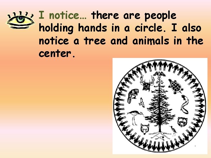 I notice… there are people holding hands in a circle. I also notice a