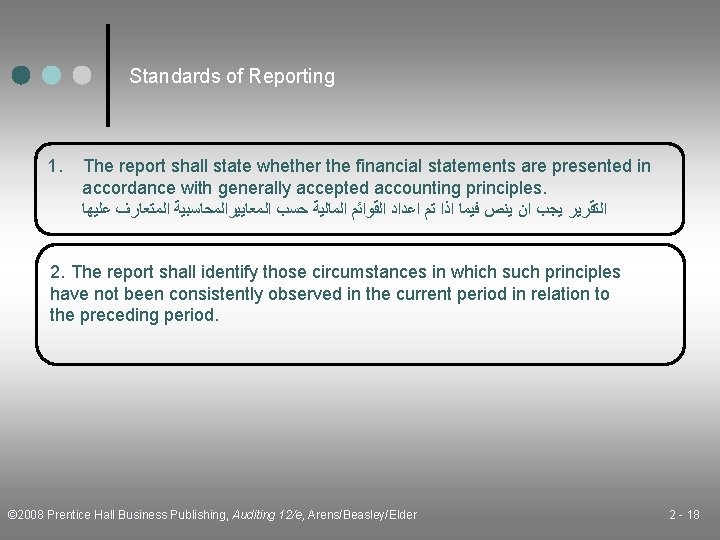 Standards of Reporting 1. The report shall state whether the financial statements are presented