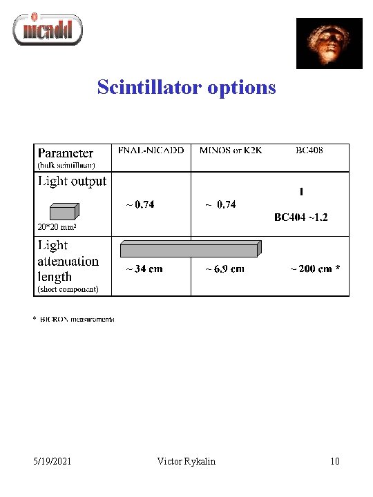 Scintillator options 20*20 mm 2 5/19/2021 Victor Rykalin 10 