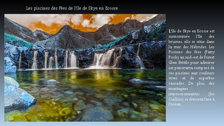 Les piscines des Fées de l'Ile de Skye en Ecosse L'île de Skye en