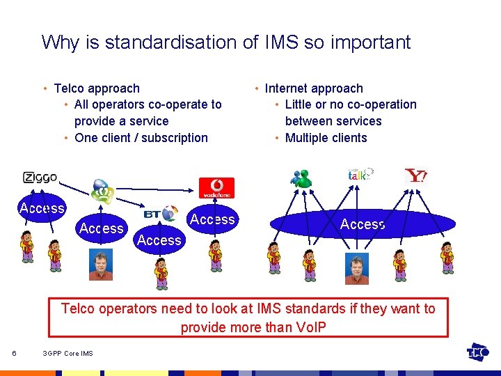 Why is standardisation of IMS so important • Telco approach • All operators co-operate