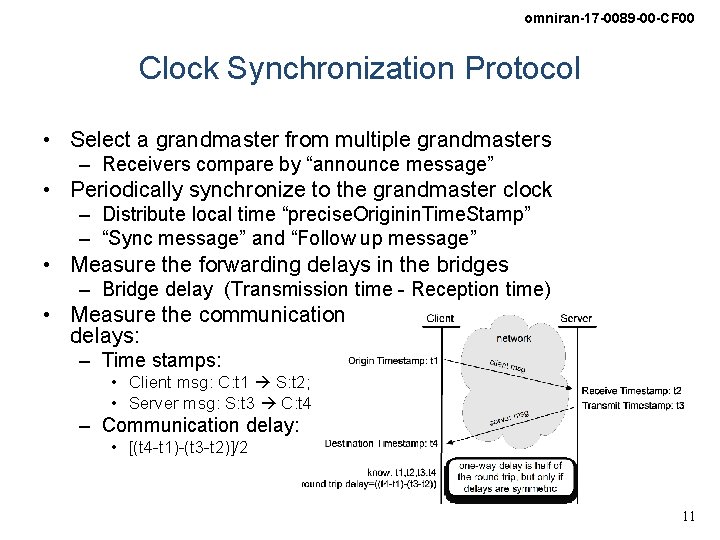 omniran-17 -0089 -00 -CF 00 Clock Synchronization Protocol • Select a grandmaster from multiple