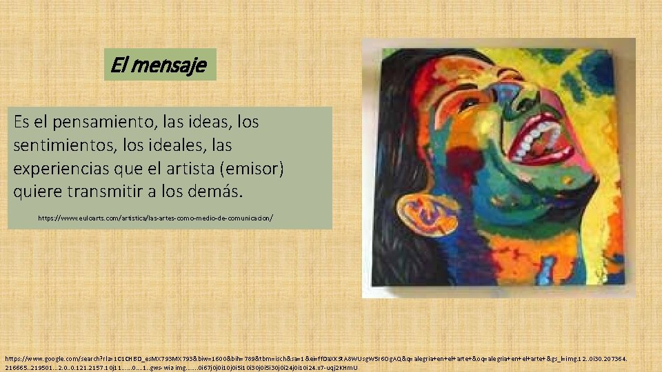 El mensaje Es el pensamiento, las ideas, los sentimientos, los ideales, las experiencias que