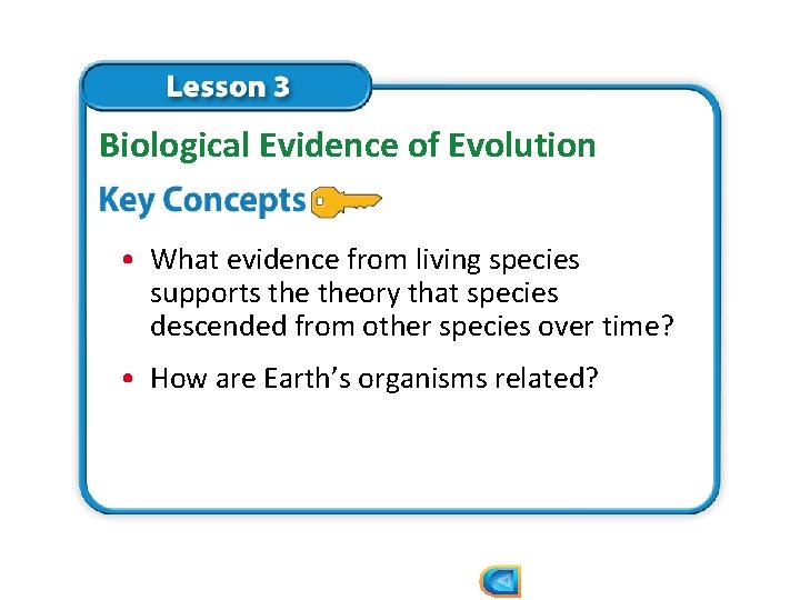 Biological Evidence of Evolution • What evidence from living species supports theory that species