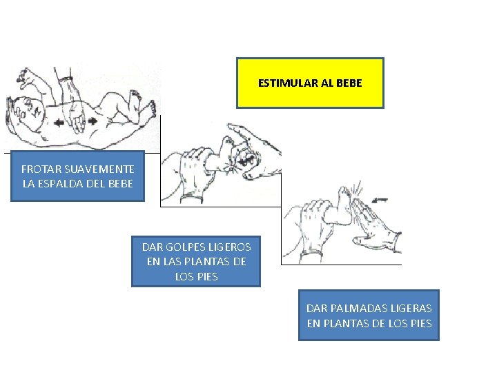 ESTIMULAR AL BEBE FROTAR SUAVEMENTE LA ESPALDA DEL BEBE DAR GOLPES LIGEROS EN LAS