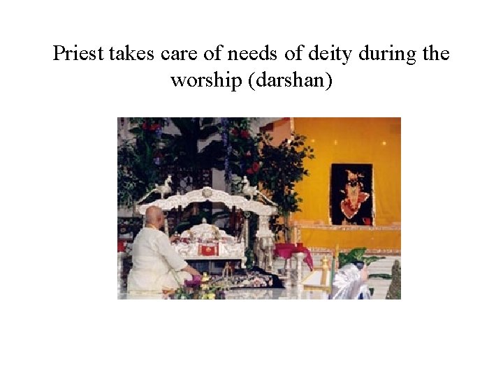 Priest takes care of needs of deity during the worship (darshan) 