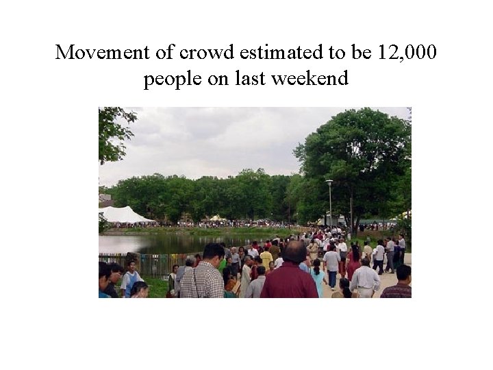 Movement of crowd estimated to be 12, 000 people on last weekend 