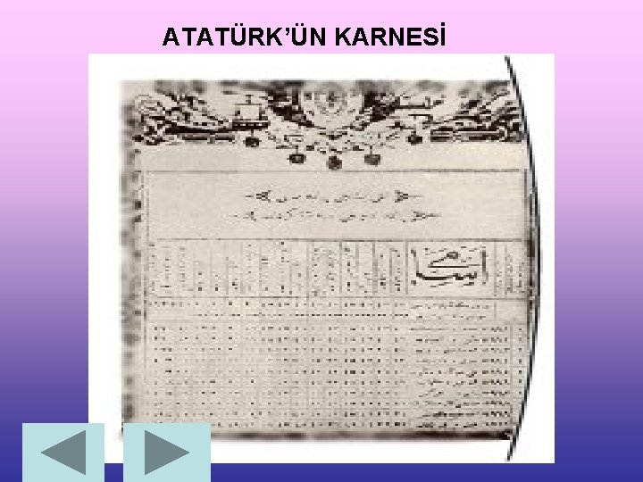 ATATÜRK’ÜN KARNESİ 