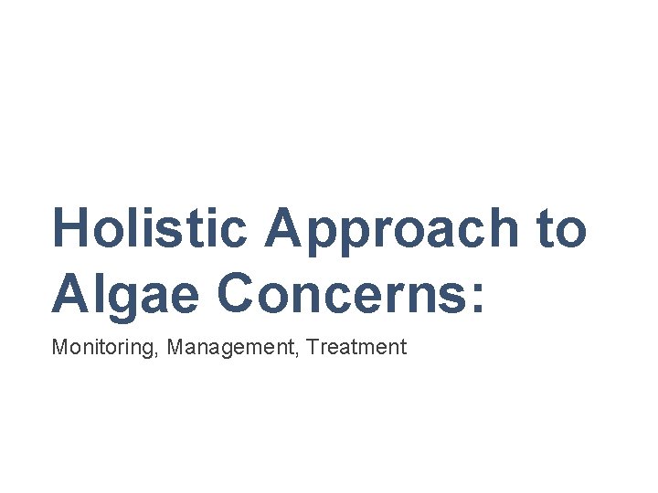 Holistic Approach to Algae Concerns: Monitoring, Management, Treatment 