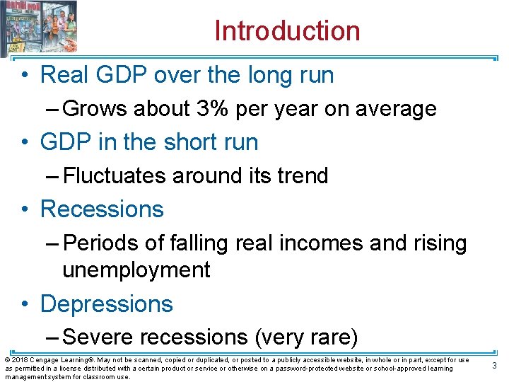 Introduction • Real GDP over the long run – Grows about 3% per year
