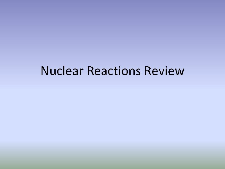 Nuclear Reactions Review 