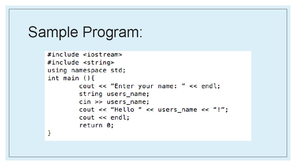 Sample Program: 