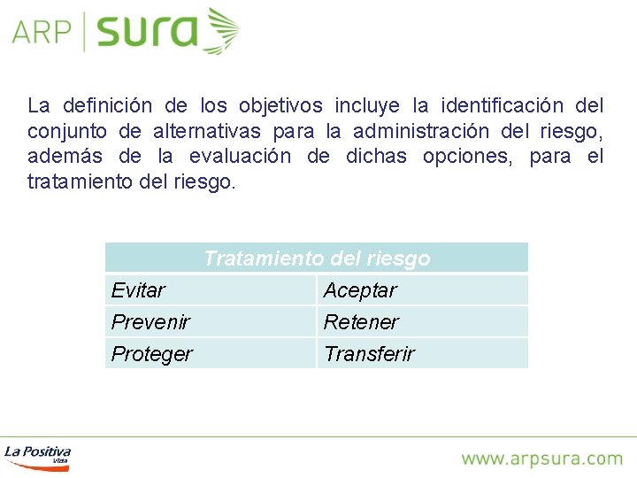 La definición de los objetivos incluye la identificación del conjunto de alternativas para la