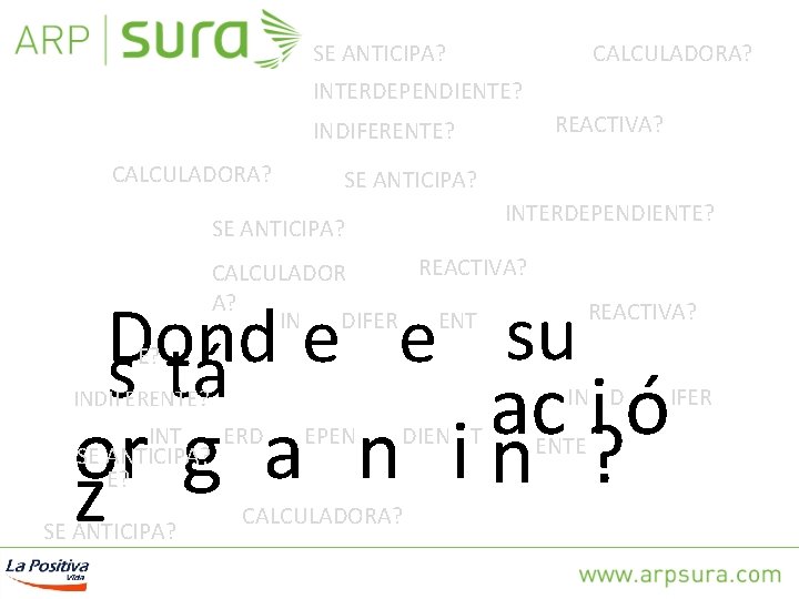 SE ANTICIPA? CALCULADORA? INTERDEPENDIENTE? REACTIVA? INDIFERENTE? CALCULADORA? SE ANTICIPA? INTERDEPENDIENTE? REACTIVA? CALCULADOR A? IN