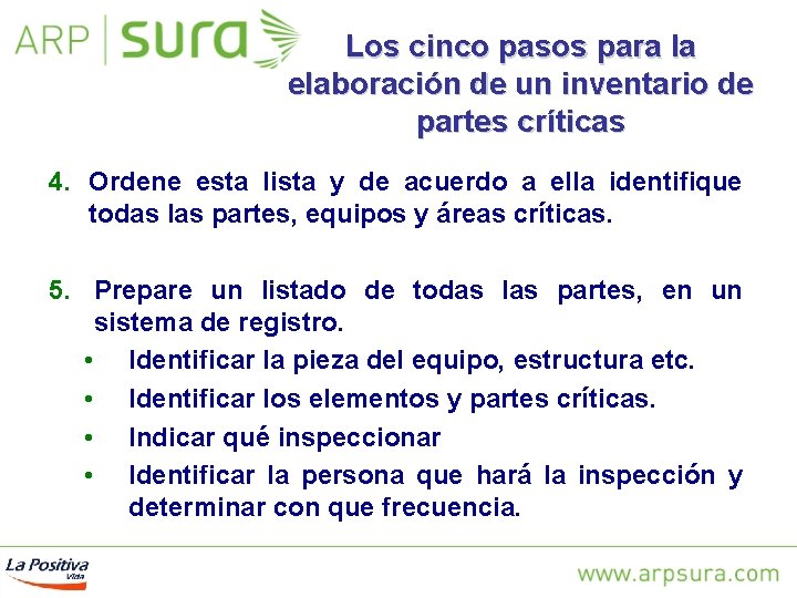 Los cinco pasos para la elaboración de un inventario de partes críticas 4. Ordene