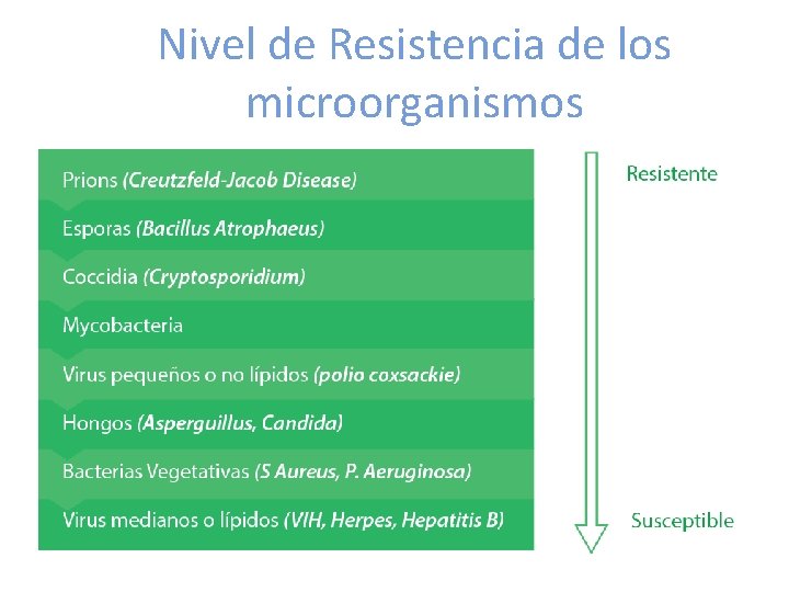 Nivel de Resistencia de los microorganismos 