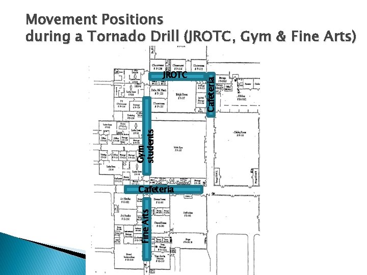 Gym students JROTC Fine Arts Cafeteria Movement Positions during a Tornado Drill (JROTC, Gym