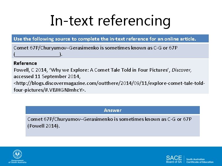 In-text referencing Use the following source to complete the in-text reference for an online