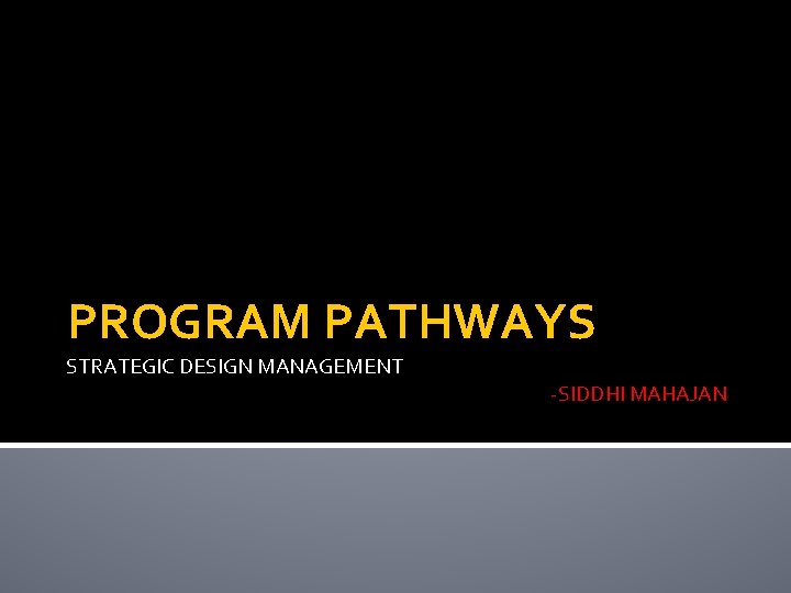 PROGRAM PATHWAYS STRATEGIC DESIGN MANAGEMENT -SIDDHI MAHAJAN 