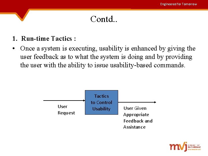 Engineered for Tomorrow Contd. . 1. Run-time Tactics : • Once a system is