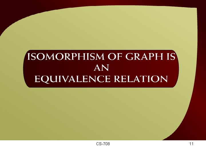 Isomorphism of Graphs an Equivalence Relation – (42 – 6 a) CS-708 11 