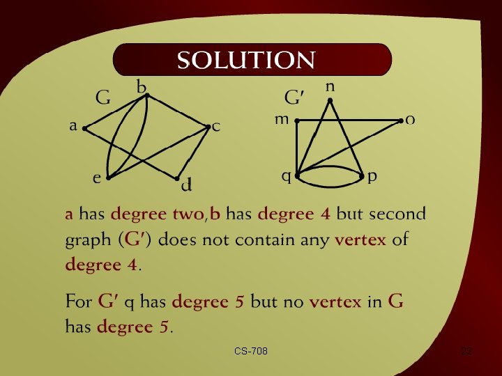 Solution – (42 – 11 a) CS-708 22 