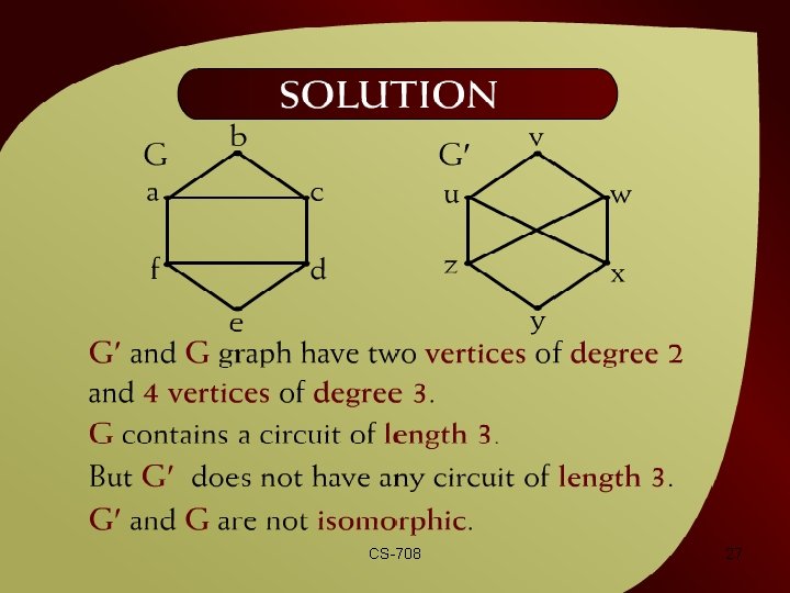 Solution – (42 – 13 a) CS-708 27 