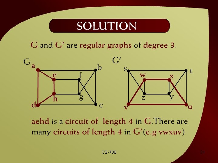 Solution – (42 – 14 c) CS-708 31 