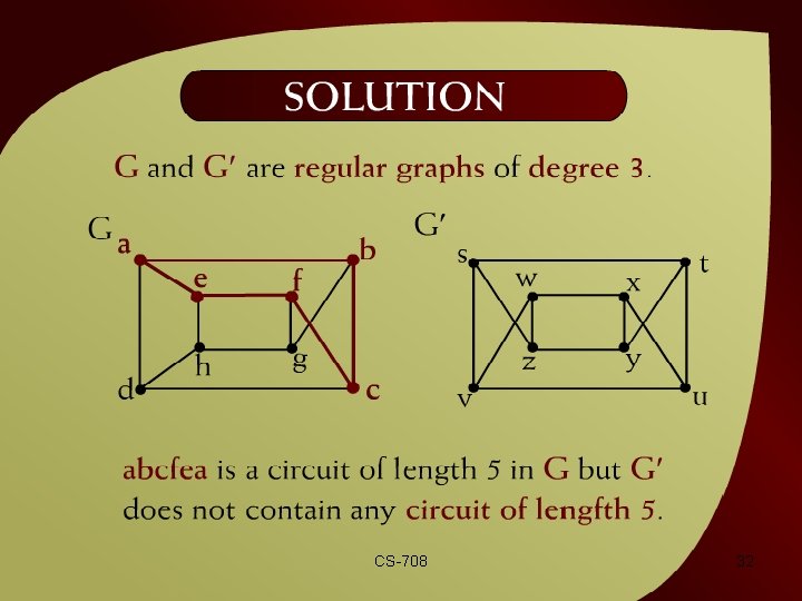 Solution – (42 – 14 d) CS-708 32 