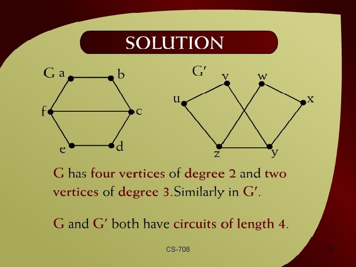 Solution – (42 – 15 a) CS-708 34 
