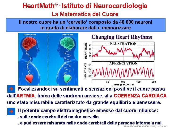 Heart. Math® - Istituto di Neurocardiologia La Matematica del Cuore Il nostro cuore ha