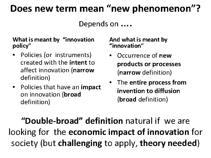 Does new term mean “new phenomenon”? Depends on …. What is meant by “innovation