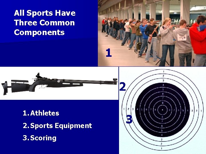 All Sports Have Three Common Components 1 2 1. Athletes 2. Sports Equipment 3.
