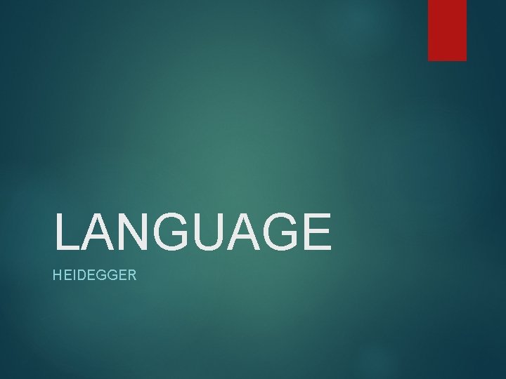 LANGUAGE HEIDEGGER 