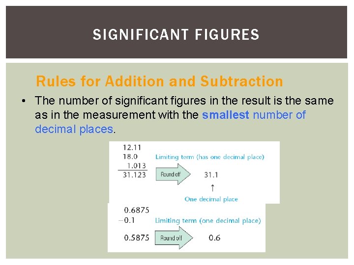 SIGNIFICANT FIGURES Rules for Addition and Subtraction • The number of significant figures in