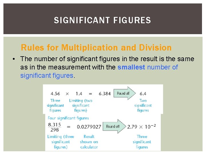 SIGNIFICANT FIGURES Rules for Multiplication and Division • The number of significant figures in